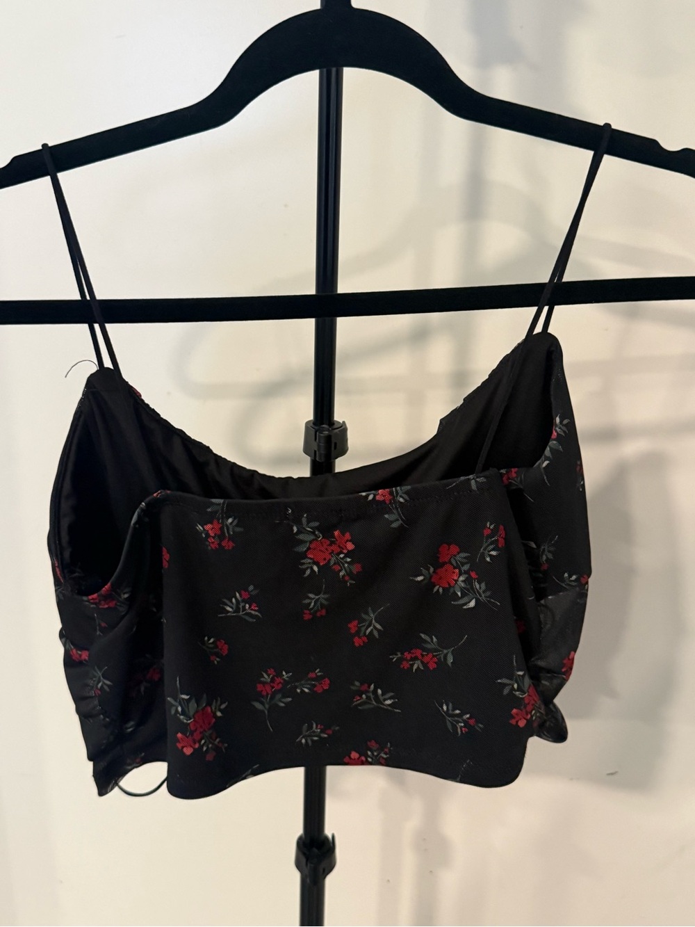 Garage Black Cami Top with Red Rose Floral Print - Picture 2 of 4
